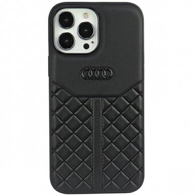 Dėklas Audi Genuine Leather iPhone 13 Pro Max Juodas AU-TPUPPCIP13PM-Q8/D1-BK