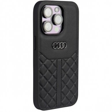 Dėklas Audi Genuine Leather iPhone 14 Pro Juodas AU-TPUPPCIP14P-Q8/D1-BK 1