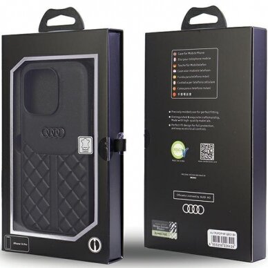 Dėklas Audi Genuine Leather iPhone 14 Pro Juodas AU-TPUPPCIP14P-Q8/D1-BK 6