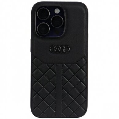 Dėklas Audi Genuine Leather iPhone 14 Pro Juodas AU-TPUPPCIP14P-Q8/D1-BK