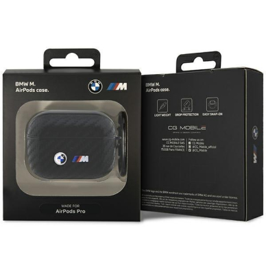 Dėklas ausinėms BMW Carbon Double Metal Logo BMAPWMPUCA2 AirPods Pro Juodas 2