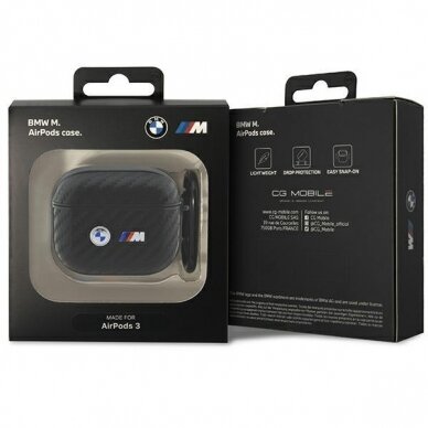 Dėklas ausinėms BMW Double Metal Logo BMA3WMPUCA2 AirPods 3 gen Juodas 2