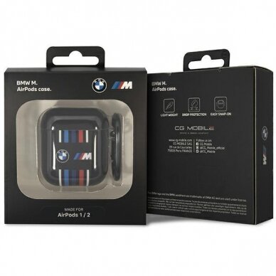 Dėklas ausinėms BMW Multiple Colored Lines BMA222SWTK AirPods 1/2 Juodas 2