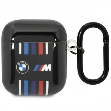 Dėklas ausinėms BMW Multiple Colored Lines BMA222SWTK AirPods 1/2 Juodas