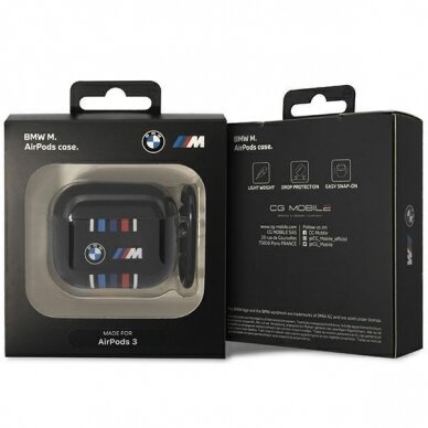 Dėklas ausinėms BMW Multiple Colored Lines BMA322SWTK AirPods 3 gen Juodas 2