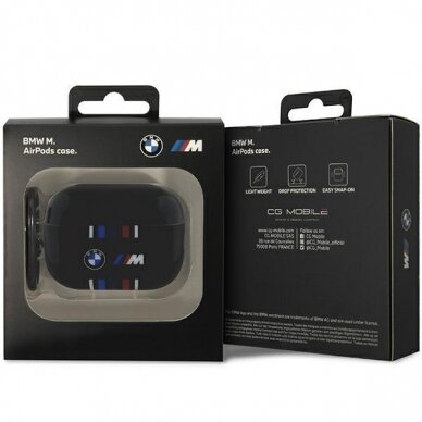 Dėklas ausinėms BMW Multiple Colored Lines BMAP222SWTK AirPods Pro 2 gen Juodas 3