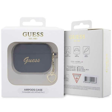 Dėklas ausinėms Guess Charm Heart Collection GUAP2LSCHSK AirPods Pro 2 Juodas 3