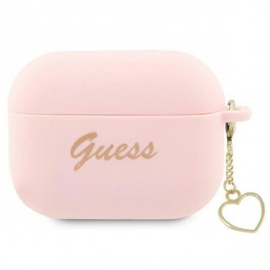 Dėklas ausinėms Guess Charm Heart Collection GUAP2LSCHSP AirPods Pro 2 Rožinis