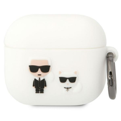 Dėklas ausinėms Karl Lagerfeld Choupette KLACA3SILKCW AirPods 3 Baltas