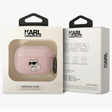 Dėklas ausinėms Karl Lagerfeld Ikonik Choupette KLAPHNCHTCP Airpods Pro Rožinis 2