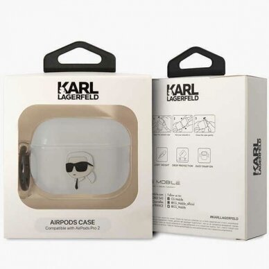 Dėklas ausinėms Karl Lagerfeld Ikonik KLAP2HNIKTCT Airpods Pro 2 Permatomas 3