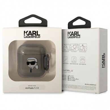 Dėklas ausinėms Karl Lagerfeld Karl`s Head KLA2HNIKTCK AirPods 1/2 Juodas 2