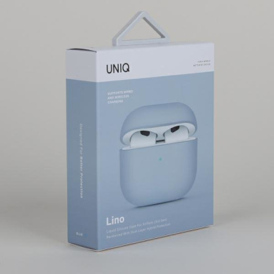 Dėklas ausinėms Uniq case Lino AirPods 3 Mėlynas 4