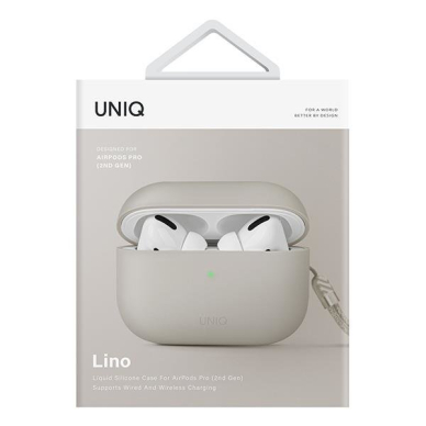 Dėklas ausinėms Uniq Lino AirPods Pro 2 gen Smėlinis 4