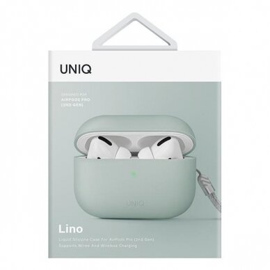 Dėklas ausinėms Uniq Lino AirPods Pro 2 gen Žalias 4