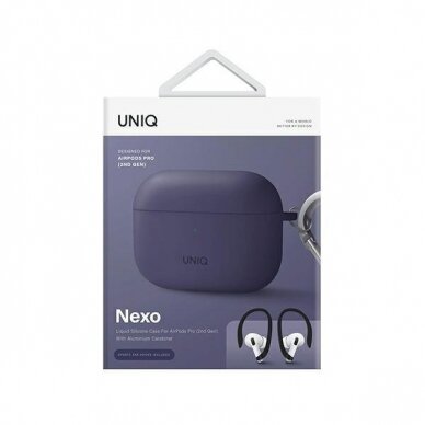 Dėklas ausinėms Uniq Nexo AirPods Pro 2 gen Purpurinis 2