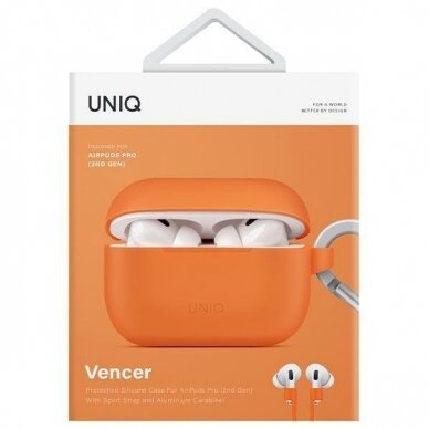 Dėklas ausinėms Uniq Vencer AirPods Pro 2 gen. Oranžinis 5