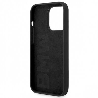 Dėklas BMW BMHCP14XSILBK iPhone 14 Pro Max 6.7 &quot;Juodas / Juodas Silicone Metal Logo 5