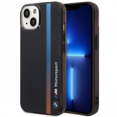 Dėklas BMW IML Tricolor Stripe BMHCP14S22HVGV iPhone 14 Juodas