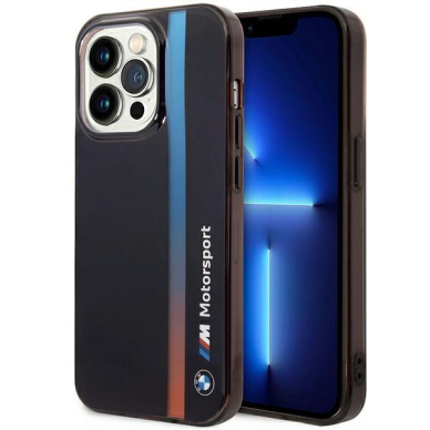 Dėklas BMW IML Tricolor Stripe BMHCP14X22HVGV iPhone 14 Pro Max Juodas