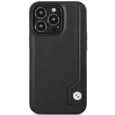 Dėklas BMW Leather Blue Dots BMHCP14X22RBDK iPhone 14 Pro Max Juodas 2