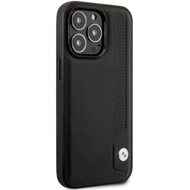 Dėklas BMW Leather Blue Dots BMHCP14X22RBDK iPhone 14 Pro Max Juodas 3