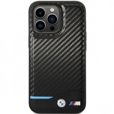 Dėklas BMW Leather Carbon BMHCP13L22NBCK iPhone 13 Pro / 13 Juodas 2