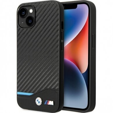 Dėklas BMW Leather Carbon BMHCP13M22NBCK iPhone 13 Juodas