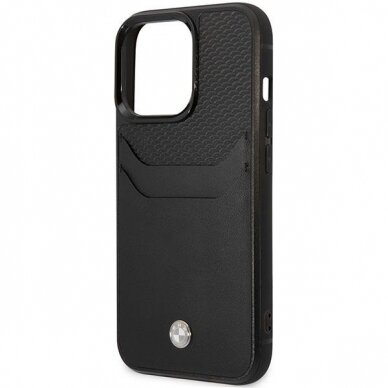 Dėklas BMW Leather Card Slot BMHCP14L22RSEPK iPhone 14 Pro Juodas 5