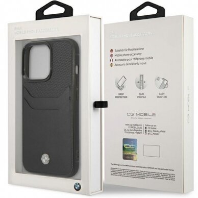 Dėklas BMW Leather Card Slot BMHCP14L22RSEPK iPhone 14 Pro Juodas 7