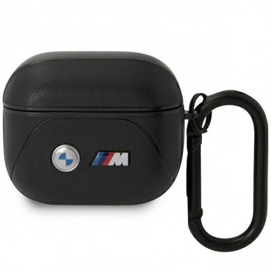 Dėklas BMW Leather Curved Line BMA322PVTK AirPods 3 gen Juodas