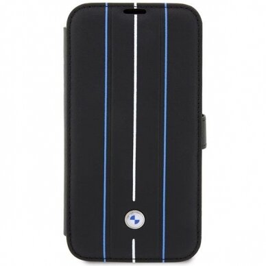 Dėklas BMW Leather Stamp Blue Lines BMBKP14L22RVSK iPhone 14 Pro Juodas 1