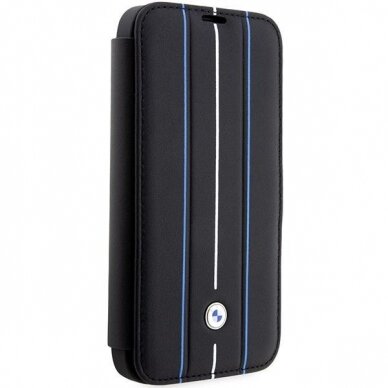 Dėklas BMW Leather Stamp Blue Lines BMBKP14L22RVSK iPhone 14 Pro Juodas 2