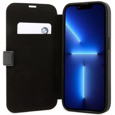 Dėklas BMW Leather Stamp Blue Lines BMBKP14L22RVSK iPhone 14 Pro Juodas 5