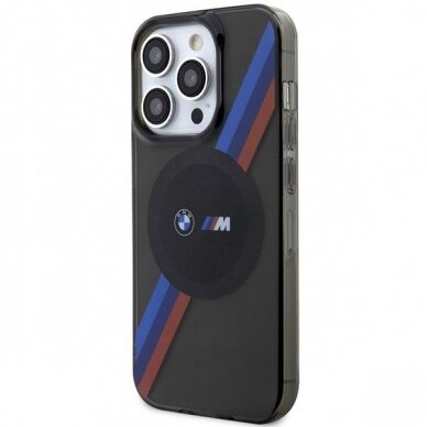 Dėklas BMW Tricolor Stripes MagSafe BMHMP14LHDTK iPhone 14 Pro Pilkas 1