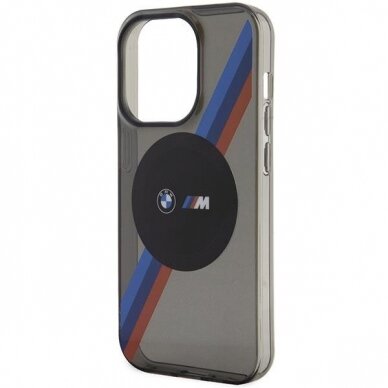 Dėklas BMW Tricolor Stripes MagSafe BMHMP14LHDTK iPhone 14 Pro Pilkas 5