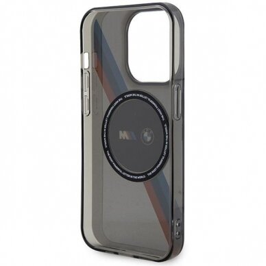 Dėklas BMW Tricolor Stripes MagSafe BMHMP14LHDTK iPhone 14 Pro Pilkas 6