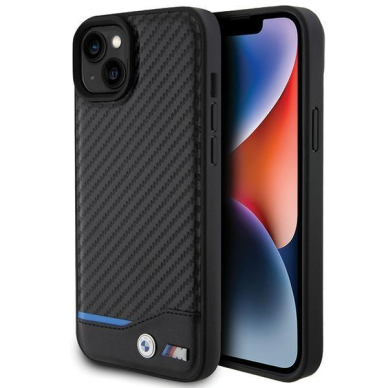 Dėklas BWM Leather Carbon  iPhone 15 Plus - Juodas