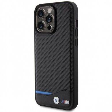 Dėklas BWM Leather Carbon  iPhone 15 Pro Max - Juodas 1