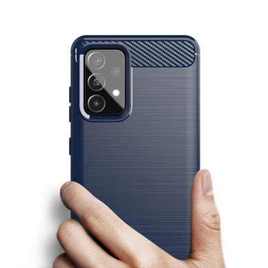 Samsung Galaxy A72 Dėklas Carbon Case Flexible Cover TPU Case for 4G Mėlynas 3