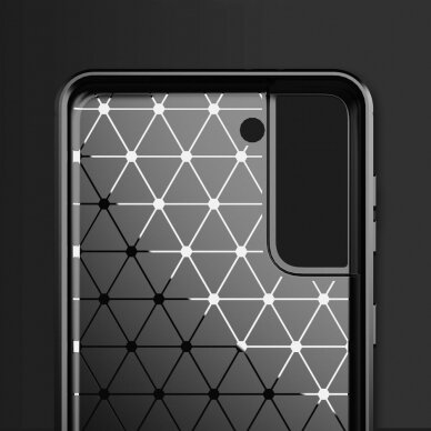 Akcija! Samsung Galaxy S21 Plus Dėklas Carbon Case Flexible Cover TPU  ( 5G) juodas 1