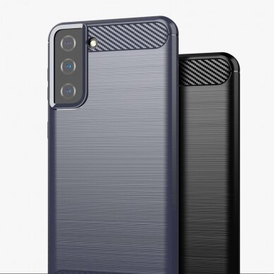 Akcija! Samsung Galaxy S21 Plus Dėklas Carbon Case Flexible Cover TPU  ( 5G) juodas 8