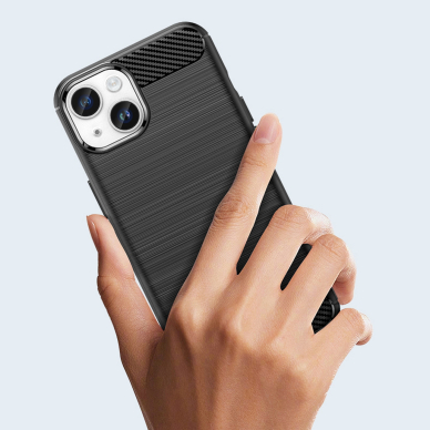 Dėklas Carbon Case flexible for iPhone 14 Plus Juodas 12