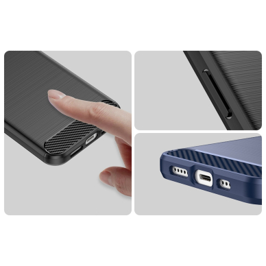 Dėklas Carbon Case flexible for iPhone 14 Plus Mėlynas 10