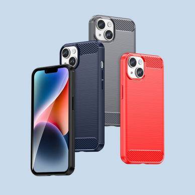 Dėklas Carbon Case flexible for iPhone 14 Plus Mėlynas 11