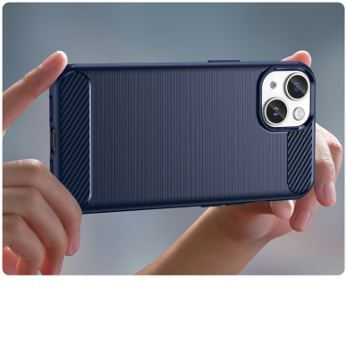 Dėklas Carbon Case flexible for iPhone 14 Plus Mėlynas 4