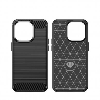 Dėklas Carbon Case flexible for iPhone 14 Pro Max Mėlynas 13