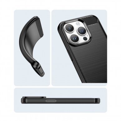 Dėklas Carbon Case flexible for iPhone 14 Pro Max Mėlynas 14