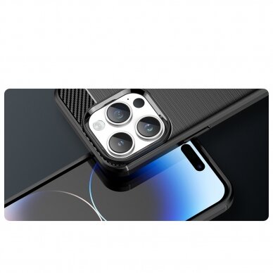 Dėklas Carbon Case flexible for iPhone 14 Pro Max Mėlynas 8