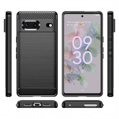 Dėklas Carbon Case flexible Google Pixel 7 Juodas 7